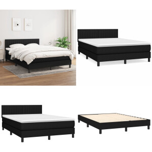 vidaXL Boxspring met matras stof zwart 140x190 cm - Boxspring - Boxsprings - Bed - Slaapmeubel
