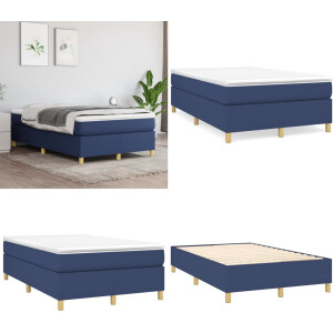 vidaXL Boxspring met matras stof blauw 120x200 cm - Boxspring - Boxsprings - Bed - Slaapmeubel