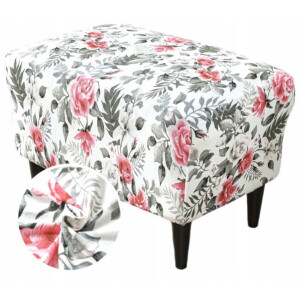Elastiek Poefhoes met Bloemenprint - Vintage Stijl