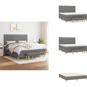 vidaXL Boxspring - Boxsprings - Pocketveringbed - Bed - Boxspring met matras stof donkergrijs 180x200 cm