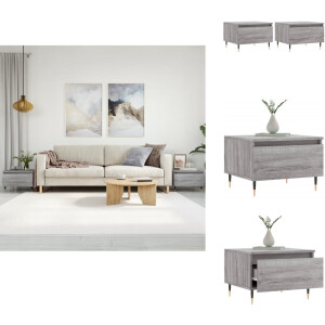 vidaXL Salontafel - Salontafels - Tafel - Bijzettafel - Salontafels 2 st 50x46x35 cm bewerkt hout grijs sonoma eiken