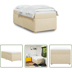 vidaXL Slaapcomfort - Boxspring - Boxspring met matras stof crèmekleurig 90x190 cm - Creme Kleur - Boxspringbed - Pocketveringmatras