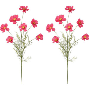 Viv! Home Luxuries Cosmos - kunstbloem - 2 stuks - fuchsia roze - 77cm