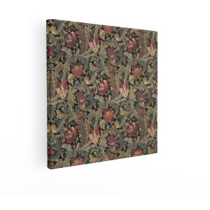 Artaza Canvas Schilderij Bloemen - 50x50 cm - Wanddecoratie Vintage - Muurdecoratie Bloemenpatroon - Decoratie Woonkamer - Rood