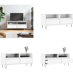 vidaXL - Tv-meubel - 100x34,5x44,5 - cm - bewerkt - hout - wit