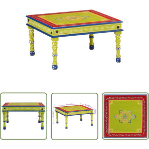 The Living Store Salontafel Massief Mangohout - Meerkleurig - 54 x 54 x 30 cm