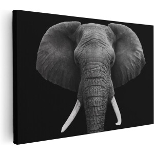Artaza Canvas Schilderij Olifant - 90x60 cm - Wanddecoratie Dieren - Muurdecoratie Zwart Wit - Schilderijen Op Canvas