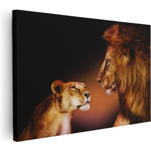 Artaza Canvas Schilderij Leeuw En Leeuwin - Kleur - 30x20 - Klein - Foto Op Canvas - Canvas Print