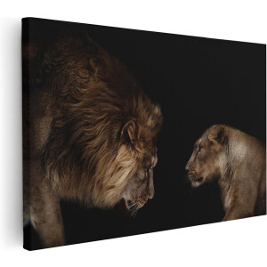 Artaza Canvas Schilderij Leeuw En Leeuwin - 30x20 - Klein - Foto Op Canvas - Canvas Print