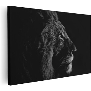 Artaza Canvas Schilderij Leeuw - 90x60 cm - Wanddecoratie Dierenkop - Muurdecoratie Zwart Wit - Schilderijen Op Canvas