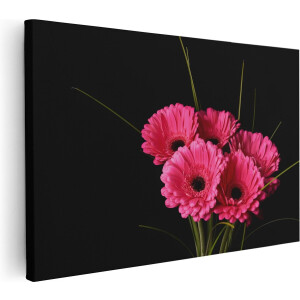 Artaza Canvas Schilderij Roze Gerbera Bloemen - 90x60 - Foto Op Canvas - Canvas Print - Muurdecoratie