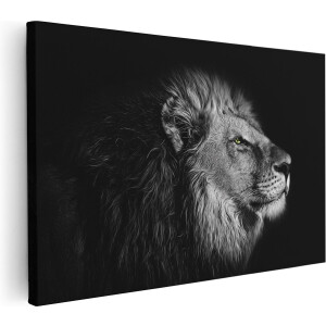 Artaza Canvas Schilderij Leeuw - Leeuwenkop - Zwart Wit - 60x40 - Foto Op Canvas - Canvas Print