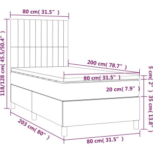 vidaXL - Boxspring - met - matras - stof - blauw - 80x200 - cm