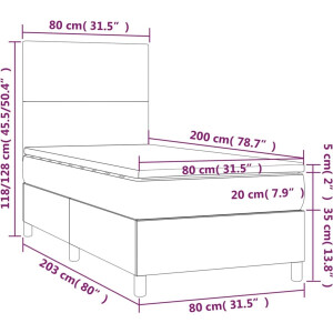 vidaXL - Boxspring - met - matras - stof - zwart - 80x200 - cm