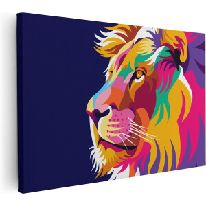 Artaza Canvas Schilderij Gekleurde Leeuw - Leeuwenkop - Abstract - 60x40 - Foto Op Canvas - Canvas Print