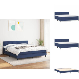 vidaXL Boxspring - Boxsprings - Bed - Slaapmeubel - Boxspring met matras stof blauw 160x200 cm