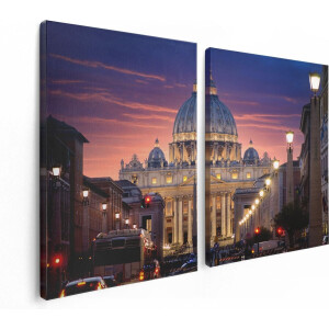Artaza Canvas Schilderij Tweeluik Sint Pietersbasiliek in Rome, Italië - 120x80 - Foto Op Canvas - Canvas Print