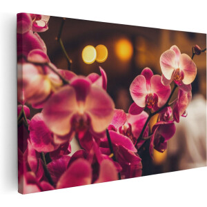 Artaza Canvas Schilderij Roze Orchidee Bloemen - 60x40 cm - Wanddecoratie Woonkamer - Schilderijen - Muurdecoratie