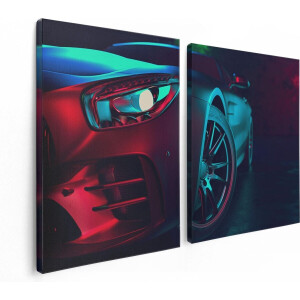 Artaza Canvas Schilderij Tweeluik Moderne Auto Van Dichtbij - 120x80 - Foto Op Canvas - Canvas Print