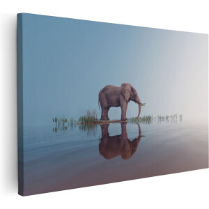 Artaza Canvas Schilderij Olifant Bij Het Water - 60x40 - Foto Op Canvas - Canvas Print