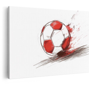 Artaza Canvas Schilderij Voetbal - 90x60 cm - Ajax Wanddecoratie - Muurdecoratie Jongenskamer - Schilderijen Op Canvas Rood Wit