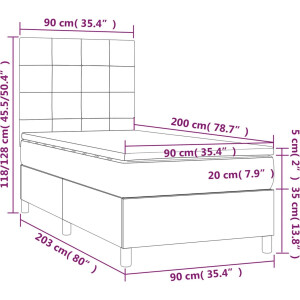 vidaXL - Boxspring - met - matras - stof - blauw - 90x200 - cm
