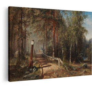 Artaza Canvas Schilderij Bos - 30x20 cm - Wanddecoratie Landschap Met Paard - Muurdecoratie Natuur - Kamer Accessoires Bomen