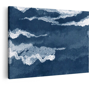 Artaza Canvas Schilderij Abstract - 90x60 cm - Wanddecoratie Zee - Muurdecoratie Golven - Schilderijen Op Canvas Natuur - Blauw