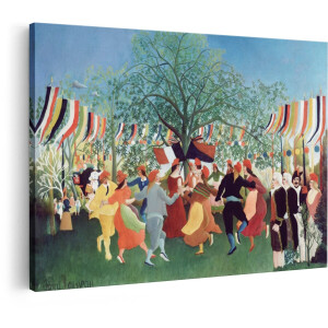 Artaza Canvas Schilderij Dansende Mensen - 60x40 cm - Wanddecoratie Henri Rousseau - Muurdecoratie Klassiek Schilderij - Decoratie Woonkamer