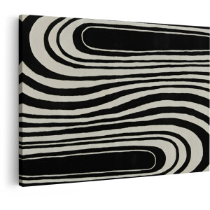 Artaza Canvas Schilderij Abstract - 90x60 cm - Wanddecoratie Zwart Wit - Muurdecoratie Golvende Lijnen - Decoratie Woonkamer Modern
