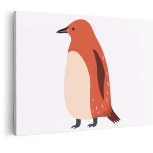 Artaza Canvas Schilderij Schattige Cartoon Pinguïn met Oranje Veren en Witte Stippen op de Vleugels - 120x80 cm - Groot - Wanddecoratie Woonkamer - Schilderijen - Muurdecoratie