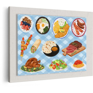 Artaza Canvas Schilderij Eten - 60x40 cm - Wanddecoratie Keuken - Muurdecoratie Gerechten - Decoratie Illustratie Maaltijden