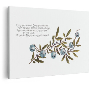 Artaza Canvas Schilderij Kerstmis Weer met Hulstbessen en Belletjes - een Vrolijke Versiering - 120x80 cm - Groot - Wanddecoratie Woonkamer - Schilderijen - Muurdecoratie