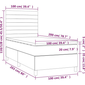 vidaXL - Boxspring - met - matras - stof - zwart - 100x200 - cm
