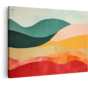 Artaza Canvas Schilderij Abstract - 30x20 cm - Wanddecoratie Modern Landschap - Muurdecoratie Kleurrijk - Kamer Accessoires Heuvels - Warme Tinten