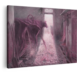 Artaza Canvas Schilderij Abstracte Koe - 30x20 cm - Wanddecoratie Surrealisme - Muurdecoratie Schilderij Met Licht - Kamer Accessoires