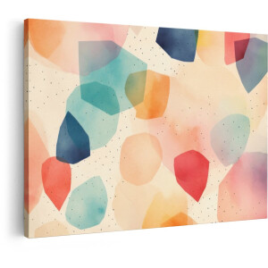 Artaza Canvas Schilderij Abstract - 90x60 cm - Wanddecoratie Modern - Muurdecoratie Aquarel Vormen - Decoratie Woonkamer Kleurrijk