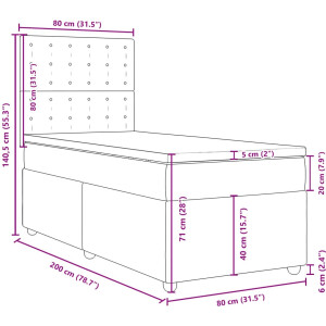 vidaXL - Boxspring - met - matras - stof - zwart - 80x200 - cm