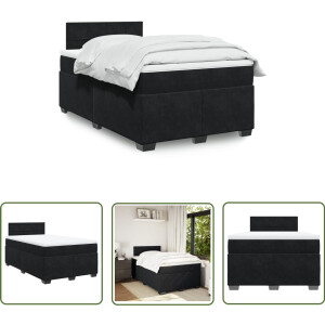 vidaXL Boxspring Bed - Boxspring - Boxspring met matras fluweel zwart 120x200 cm - Slaapcomfort - Fluweel Bed - Zware Boxspring