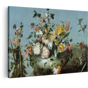 Artaza Canvas Schilderij Bloemen - 120x80 cm - Wanddecoratie Stilleven - Muurdecoratie Vintage - Schilderijen Op Canvas Roze