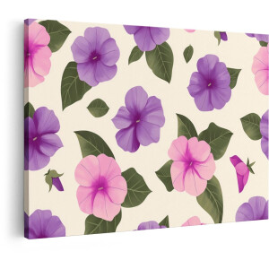 Artaza Canvas Schilderij Bloemen Patroon - 30x20 cm - Wanddecoratie Vintage - Muurdecoratie Boho - Decoratie Slaapkamer - Kamer Accessoires
