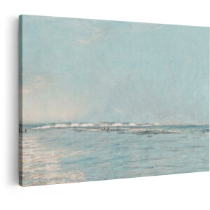 Artaza Canvas Schilderij Zee - 120x80 cm - Wanddecoratie Strand - Muurdecoratie Landschap - Decoratie Woonkamer - Blauw