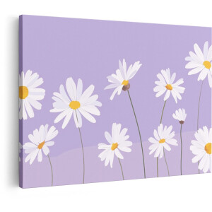 Artaza Canvas Schilderij Madeliefjes - 120x80 cm - Wanddecoratie Bloemen - Muurdecoratie Lavendel - Decoratie Woonkamer - Schilderijen Op Canvas