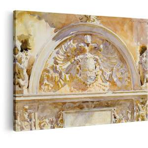 Artaza Canvas Schilderij Adelaar - 30x20 cm - Wanddecoratie Rome - Muurdecoratie Vintage Wapen - Klassieke Schilderijen Aquarel - Goud