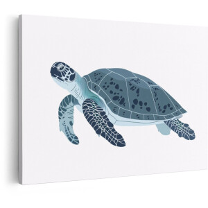 Artaza Canvas Schilderij Zeeschildpad - 60x40 cm - Wanddecoratie Oceaan - Muurdecoratie Dieren - Decoratie Zee Blauw