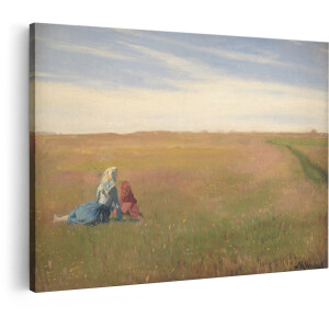 Artaza Canvas Schilderij Landschap Met Vrouwen - 30x20 cm - Wanddecoratie Natuur - Muurdecoratie Olieverf - Kamer Accessoires Klassiek
