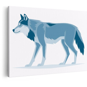 Artaza Canvas Schilderij Wolf - 60x40 cm - Wanddecoratie Dieren - Muurdecoratie Kinderkamer - Decoratie Jongenskamer - Blauw