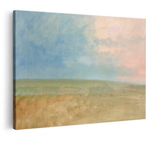 Artaza Canvas Schilderij Schilderachtig Landschap met Zachte Wolken en Glooiende Velden bij Zonsondergang - 60x40 cm - Wanddecoratie Woonkamer - Schilderijen - Muurdecoratie