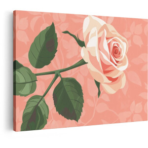 Artaza Canvas Schilderij Roos - 90x60 cm - Wanddecoratie Bloemen - Muurdecoratie Roze - Decoratie Vintage Bloem - Roze