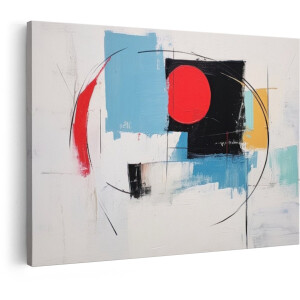 Artaza Canvas Schilderij Abstracte Schilderkunst met Geometrische Vormen en Levendige Kleuren - 90x60 cm - Wanddecoratie Woonkamer - Schilderijen - Muurdecoratie